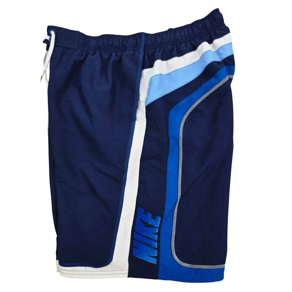 Nike Swim Trunks Board Shorts Mens XL Navy Blue Logo Mesh Lined 10in Retro Y2K